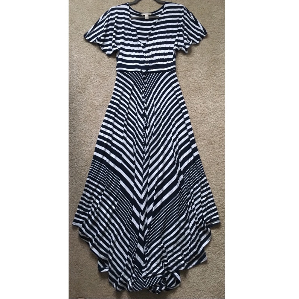 Banana Republic Navy/White Striped Maxi Dress